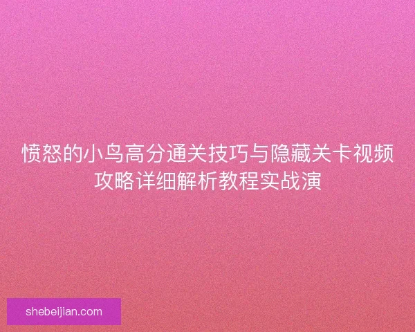 愤怒的小鸟高分通关技巧与隐藏关卡视频攻略详细解析教程实战演
