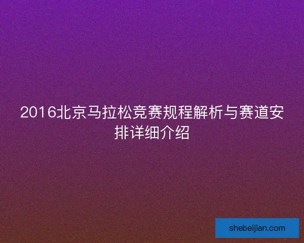 2016北京马拉松竞赛规程解析与赛道安排详细介绍