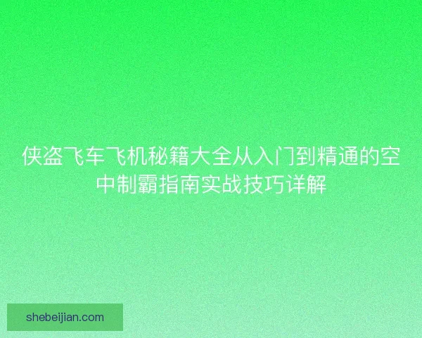 侠盗飞车飞机秘籍大全从入门到精通的空中制霸指南实战技巧详解